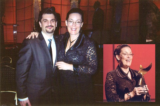 Steven DeRosa and Rochelle Hayes Skala at the 2004 WGA Awards. Rochelle accepted the Screen Laurel Award on behalf of her father John Michael Hayes.